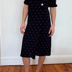 Rouje Black and Red Midi Dress